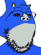 blue_skin ear glasses hedgehog metal_sonic no_mouth open_mouth red_eyes robot sega snout sonic sonic_the_hedgehog soyjak stubble variant:gapejak video_game // 600x800 // 18.6KB