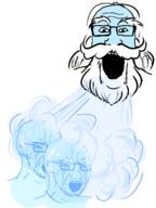 3soyjaks beard blue blue_skin cold crying glasses meta:tagme mustache open_mouth soyjak stubble variant:markiplier_soyjak variant:soyak white_hair wind // 1200x1600 // 319.4KB