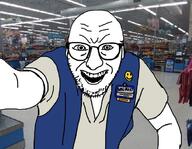 arm clothes glasses irl_background smile soyjak stubble variant:walmartjak walmart // 750x583 // 79.9KB