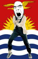 angry animated bird country dance flag frigatebird full_body gangnam_style glasses irl kiribati open_mouth sea soyjak stubble sun variant:cobson // 300x460 // 500.2KB