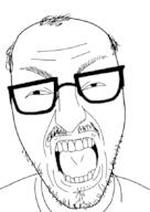 angry balding glasses hair mustache open_mouth soyjak stubble variant:unknown // 608x856 // 109.9KB