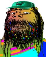 angry baseball_cap beard clothes colorful creeper glasses gradient hair hairy hat long_hair minecraft mustache soyjak unibrow variant:gapejak // 500x611 // 392.5KB