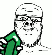 animated closed_mouth emerald gem gemstone giving glasses hand holding_gem holding_object mustache smile soyjak stubble variant:a24_slowburn_soyjak // 463x489 // 43.6KB