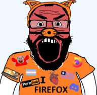 amerimutt animal arm beard cat_ear clothes discord firefox flag fox furaffinity furry glasses hair heart i_love logo open_mouth pornhub red_skin soyjak subvariant:science_lover tranny tshirt variant:markiplier_soyjak whisker yeah_killem // 800x789 // 188.3KB