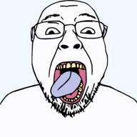 glasses open_mouth soyjak stubble template tongue variant:bernd yellow_teeth // 4793x4802 // 1.5MB