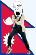 angry animated country dance flag gangnam_style glasses nepal open_mouth soyjak stubble variant:cobson // 300x460 // 578.5KB