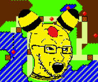 ampharos anime glasses johto open_mouth pokemon soyjak stubble variant:soyak video_game yellow yellow_skin // 600x500 // 281.0KB