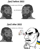 balding closed_mouth clothes gigachad glasses hair happy_merchant judaism maidan nordic_chad pol_(4chan) rubbing_hands smile smug soyjak star_of_david text ukraine variant:chudjak wojak zog // 715x865 // 88.4KB