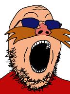 brown_hair dr_eggman glasses hair mustache open_mouth pink_nose sega sonic sonic_the_hedgehog soyjak stubble sunglasses variant:gapejak video_game white_skin // 600x800 // 20.2KB