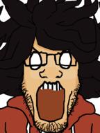 angry clothes glasses hair maya_(ongezellig) ongezellig open_mouth soyjak stubble variant:markiplier_soyjak white_skin // 600x800 // 42.8KB