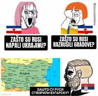 2soyjaks arthoe bulgaria clothes crying cyrillic_text female glasses map meme nordic_chad open_mouth orange_hair pink_hair serbia soyjak stretched_mouth stubble text variant:soyak yugoslavia // 1080x1057 // 112.3KB