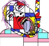 bloodshot_eyes colorful crying flag glasses hair hanging mustache open_mouth piet_mondrian purple_hair rope soyjak stubble suicide tongue tranny variant:bernd variant:gapejak // 766x717 // 56.8KB