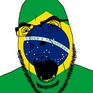 angry brazil country flag flag:brazil glasses open_mouth portuguese_text soyjak star stubble variant:cobson // 721x720 // 46.1KB