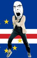 angry animated cape_verde country dance flag full_body gangnam_style glasses irl open_mouth soyjak star stubble variant:cobson // 300x460 // 501.0KB