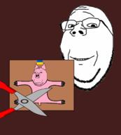 2soyjaks animal animal_abuse animated arm blood country cut ear flag frown full_body glasses gore leg penis pig pink_skin scissors smile snout soyjak stubble subvariant:massjak subvariant:wholesome_soyjak ukraine variant:gapejak // 700x775 // 72.0KB