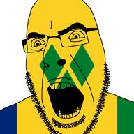 angry country flag glasses open_mouth saint_vincent_and_the_grenadines soyjak stubble variant:cobson // 721x720 // 27.9KB