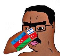 azerbaijan big_nose brown_skin eyebrows flag flag:azerbaijan flag:israel flag:turkiye glasses israel jewish_nose mustache turkiye unibrow variant:chudjak // 383x361 // 85.2KB