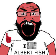 albert_fish angry arm balding beard clothes glasses i_love open_mouth red_skin soyjak subvariant:science_lover text tshirt variant:markiplier_soyjak // 800x789 // 207.4KB