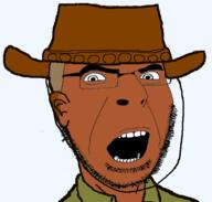 alternate australian brown_skin clothes ear glasses hat open_mouth soyjak stubble variant:cobson // 600x572 // 85.6KB