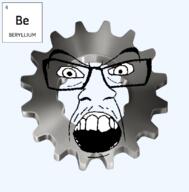 alkali_earth_metal angry beryllium chemistry element gear glasses objectsoy open_mouth soyjak text variant:feraljak // 607x616 // 115.8KB