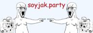 2soyjaks banner bloodshot_eyes comic_sans crying duel full_body glasses hair holding_object mustache open_mouth pointing soyjak soyjak_party soyjak_trio stubble text variant:a24_slowburn_soyjak variant:bernd variant:chudjak variant:gapejak variant:markiplier_soyjak variant:soyak variant:tony_soprano_soyjak // 1825x664 // 251.6KB