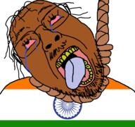 aids bloodshot_eyes brown_skin clothes country crying flag flag:india glasses hair hanging india indian monkeypox mustache open_mouth poop rope soyjak stubble suicide tongue variant:bernd yellow_teeth // 768x719 // 110.1KB