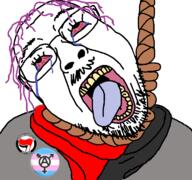 anarchism antifa bloodshot_eyes communism flag:anarcho-communism glasses hair left_wing leftist open_mouth tranny variant:bernd // 768x719 // 91.7KB