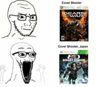 arm binary_domain concerned frown gears_of_war glasses hand hands_up japan open_mouth place_japan soyjak soyjak_comic stubble subvariant:wewjak text thing_japanese variant:soyak video_game xbox // 680x613 // 356.2KB