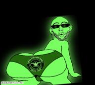 animated arm ass central_intelligence_agency ear glasses glowing hand leg open_mouth poyopoyo poyunpoyun soyjak stubble sunglasses text underpants variant:nojak // 400x356 // 1010.7KB