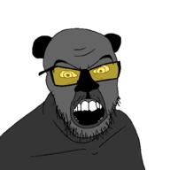 angry animal bear ear glasses grey_skin mustache open_mouth soot soot_colors soyjak soyjak_party stubble sunglasses variant:feraljak // 1500x1500 // 27.7KB