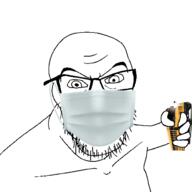 arm bus glasses hand holding_object mask mouth_mask soyjak stubble surgical_mask variant:feraljak // 1500x1500 // 237.7KB