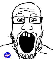 badge glasses nasa open_mouth soyjak space stubble variant:markiplier_soyjak // 600x671 // 133.7KB