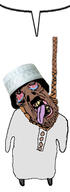 arab brown_skin clothes crying deformed full_body hand hanging hat islam leg mustache open_mouth rope soyjak speech_bubble speech_bubble_empty stubble subvariant:brunetto suicide tongue variant:bernd yellow_teeth // 171x471 // 48.6KB