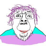 animated closed_mouth glasses hair mustache purple_hair redraw smile soyjak stubble tranny variant:bernd // 3000x3000 // 1.0MB