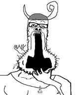 arm clothes glasses hand hat mustache open_mouth soyjak stubble variant:a24_slowburn_soyjak viking // 1672x2080 // 133.3KB