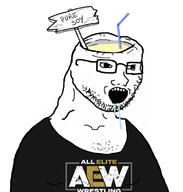 aew bowl brainlet clothes drool glasses open_mouth soy soyjak soylent straw stubble variant:soyak wrestling // 700x734 // 158.4KB