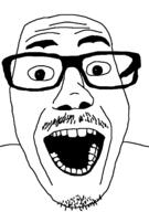 glasses mustache open_mouth redraw soyjak stubble variant:punkjak // 947x1347 // 15.8KB