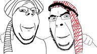 2soyjaks arab closed_mouth clothes friendship glasses hand hat islam keffiyeh smile soyjak stubble subvariant:wholesome_soyjak turban variant:cobson variant:gapejak // 1920x1080 // 247.0KB