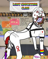 aids alphabet arm bbc bloodshot_eyes dildo faggot flag gay glasses irl_background leg lgbt monkeypox nsfw open_mouth penis poop prolapse queen_of_spades school soyjak stubble tattoo text tongue variant:gapejak virus worm yellow_teeth // 788x952 // 561.3KB