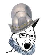 clothes conquistador glasses hat helmet morion open_mouth ruffles soyjak stubble variant:soyak // 900x1171 // 468.7KB