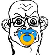 angry animated baby closed_mouth distorted ear glasses pacifier soyjak variant:sidjak // 520x566 // 120.0KB