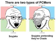 2soyjaks gigachad glasses ironic mask open_mouth political_compass reddit self_aware soyjak stubble text variant:soyak // 1150x850 // 216.4KB