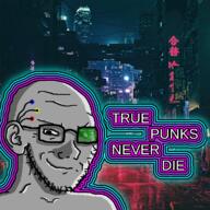 cyberpunk ear funky futuristic glasses grey irl_background ominous smile smug soyjak stubble subvariant:cyperpunk_soyak_ears text variant:soyak // 1200x1200 // 1.3MB