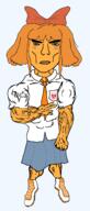 bowtie buff cartoon clothes female flag full_body mymy necktie netherlands ongezellig orange_hair orange_skin peace_sign queen_of_hearts skirt sonnenrad soyjak subvariant:chudjak_front tattoo variant:chudjak vein waffles // 600x1400 // 49.7KB