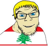 blue_eyes closed_mouth flag glasses hair lebanon smile soyjak stubble variant:feraljak white_skin yellow_hair // 1565x1499 // 77.3KB