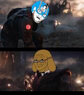 4chan captain_america clothes dog glasses hat helmet janny marvel movie music scared smile smug sound soyjak stubble tag thanos variant:soyak video // 1132x1280, 101.6s // 3.9MB