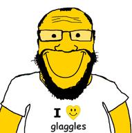 arm beard closed_mouth clothes glaggle glasses smile smiley_face soyjak subvariant:science_lover tshirt variant:markiplier_soyjak // 666x668 // 108.1KB