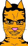 animal cat cat_ear glasses orange_skin smile soyjak subvariant:chudjak_front variant:chudjak whisker // 377x616 // 95.7KB