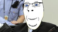 anders_breivik blue_eyes closed_mouth clothes glasses necktie smile soyjak stubble subvariant:nucob variant:cobson yellow_hair // 960x540 // 147.9KB