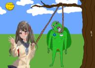 2soyjaks brown_hair cloud david_star glasses heart holding_object holding_rope lynching neuro_sama open_mouth queen_of_hearts rope school_uniform sky soyjak stubble subvariant:wholesome_soyjak sun swastika tongue trans_flag tree turtle variant:bernd variant:gapejak vedal vtuber // 1008x720 // 2.8MB